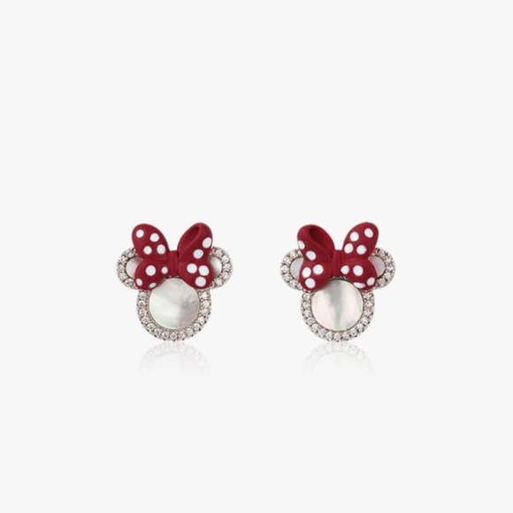 Dainty 925 Silver Minnie Mouse Polka Dot Earrings